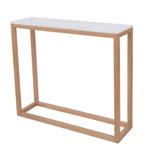 Harlow White Marble And Oak Wood Console Table - Joshua Interiors Home Furniture and Accessories