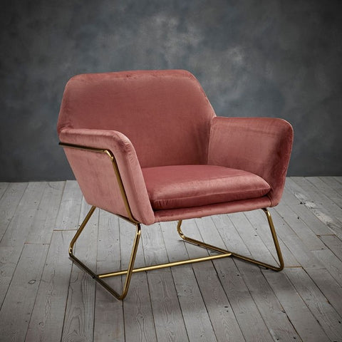 Charles Vintage Pink Velvet Armchair - Joshua Interiors Home Furniture and Accessories
