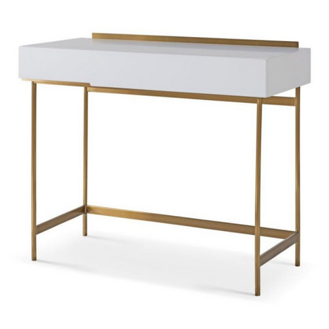 Alberto White And Brass Dressing Table - Joshua Interiors Home Furniture and Accessories