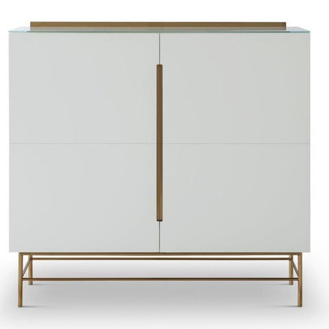 Alberto Two Door White And Gold Sideboard By Gillmore Space - Joshua Interiors Home Furniture and Accessories
