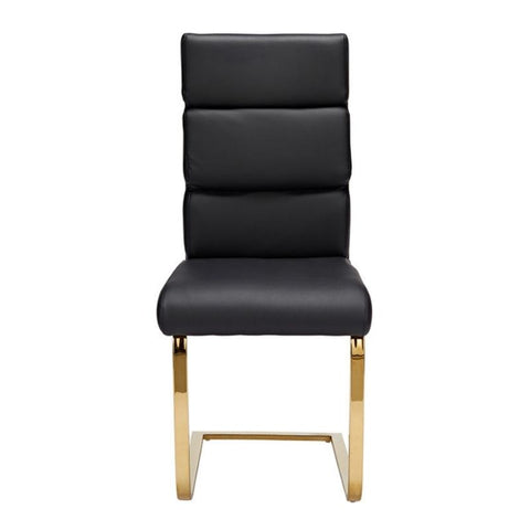Antibes Black Faux Black Leather And Gold Dining Chair - Joshua Interiors Home Furniture and Accessories