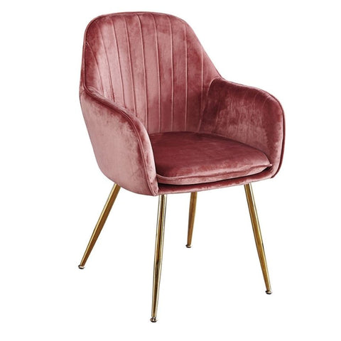 Lara Gold And Vintage Pink Velvet Dining Chair (Comes as a Pair ) - Joshua Interiors Home Furniture and Accessories