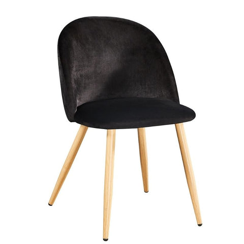 Venice Black Velvet And Wood Effect Dining Chair ( Comes As A Pair ) - Joshua Interiors Home Furniture and Accessories