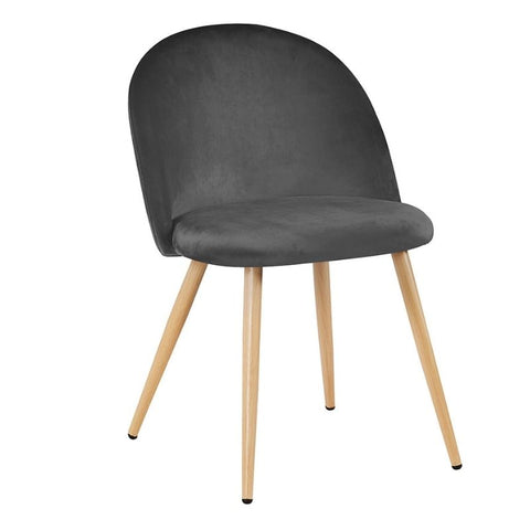 Venice Grey Velvet And Wood Effect Dining Chair ( Comes As A Pair ) - Joshua Interiors Home Furniture and Accessories