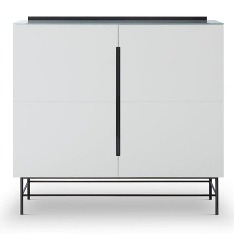 Alberto Two Door White And Black Sideboard By Gillmore Space - Joshua Interiors Home Furniture and Accessories